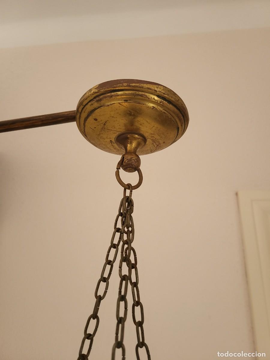 Vintage: ANTIGUO MACETERO COLGANTE DE LAT&Oacute;N - Foto 3