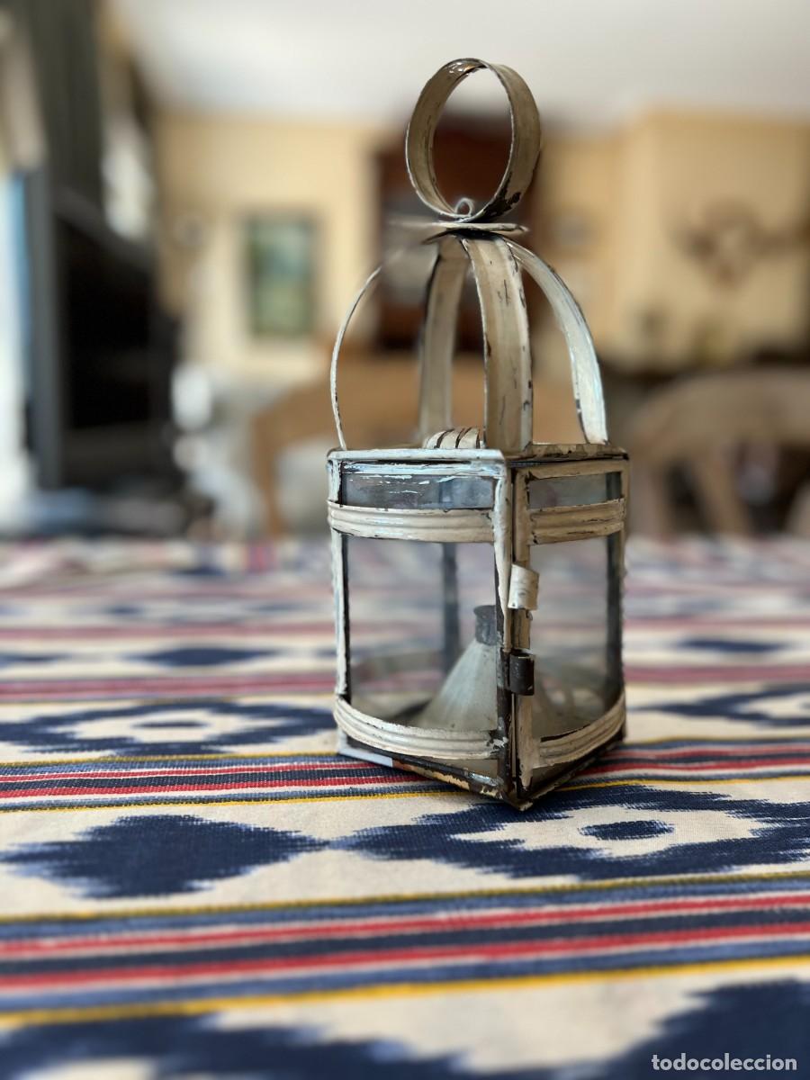 Vintage: Farolillo hecho a mano con latas de aceite de coche - Foto 1