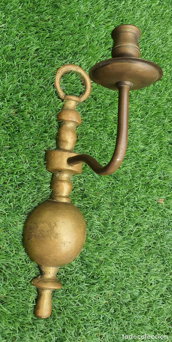Vintage: APLIQUE DE PARED PARA VELA EN BRONCE - Foto 5