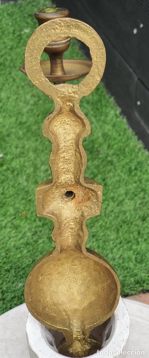 Vintage: APLIQUE DE PARED PARA VELA EN BRONCE - Foto 6