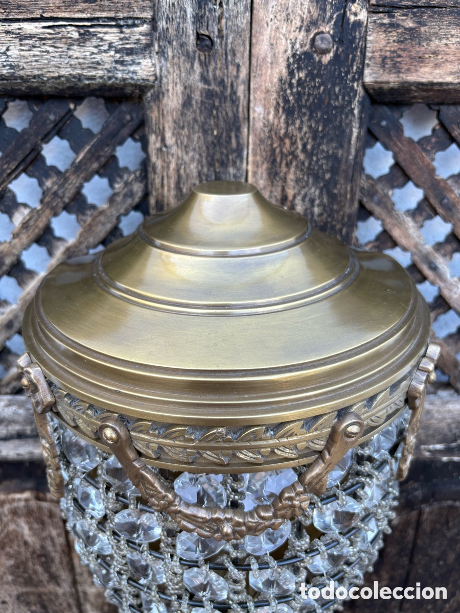Vintage: APLIQUE HOLAND&Eacute;S DE BRONCE Y CRISTAL - Foto 3