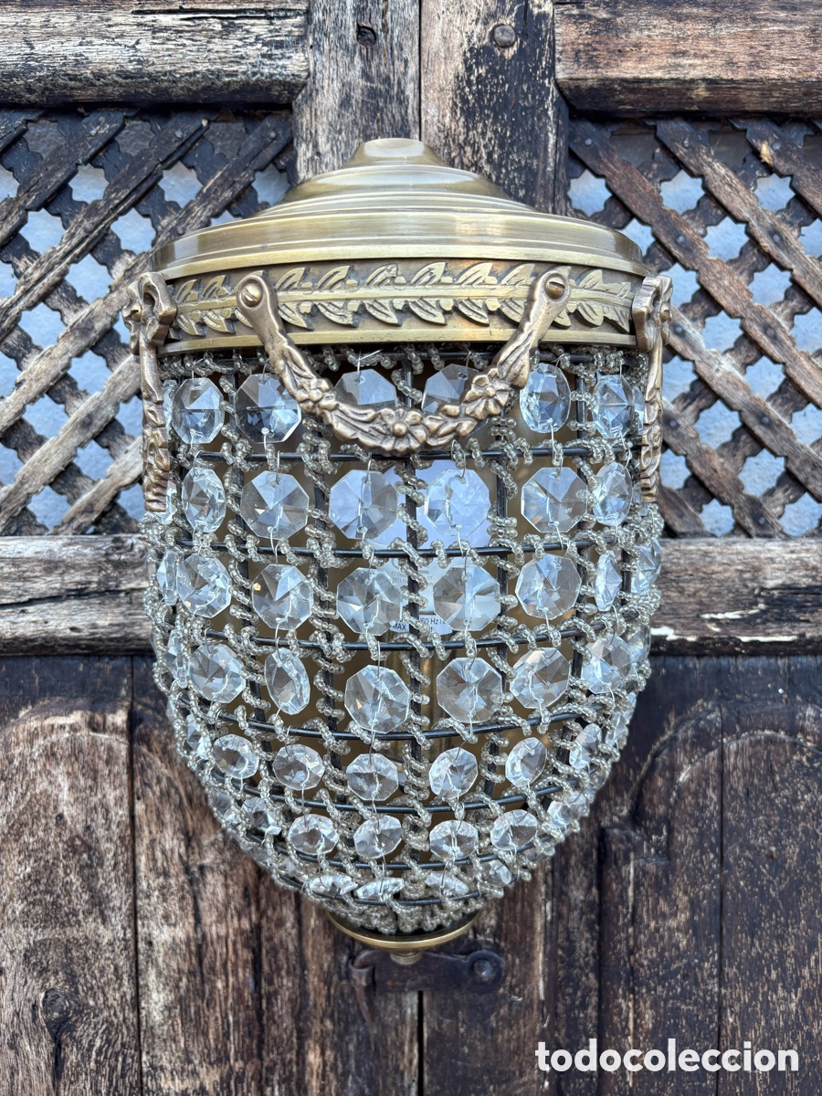 Vintage: APLIQUE HOLAND&Eacute;S DE BRONCE Y CRISTAL - Foto 4