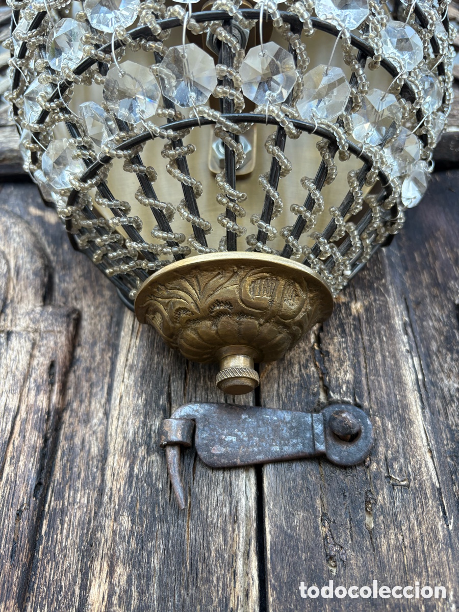 Vintage: APLIQUE HOLAND&Eacute;S DE BRONCE Y CRISTAL - Foto 5