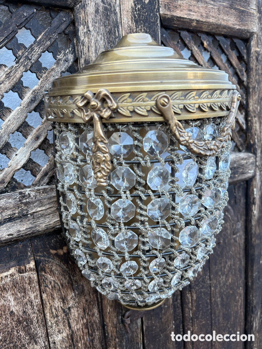 Vintage: APLIQUE HOLAND&Eacute;S DE BRONCE Y CRISTAL - Foto 6
