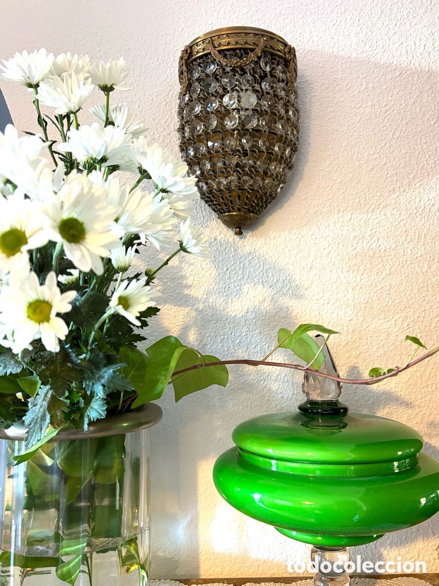 Vintage: APLIQUE HOLAND&Eacute;S DE BRONCE Y CRISTAL - Foto 8