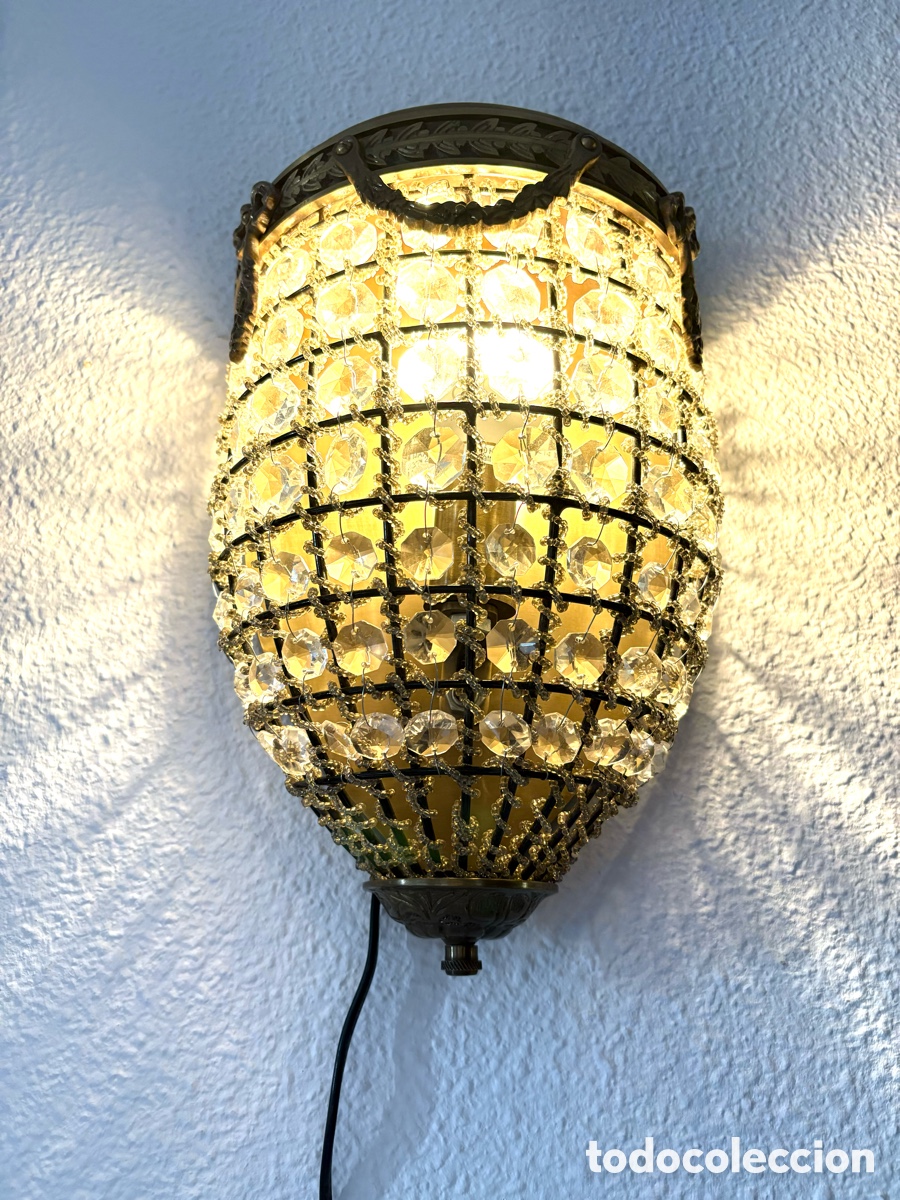 Vintage: APLIQUE HOLAND&Eacute;S DE BRONCE Y CRISTAL - Foto 9