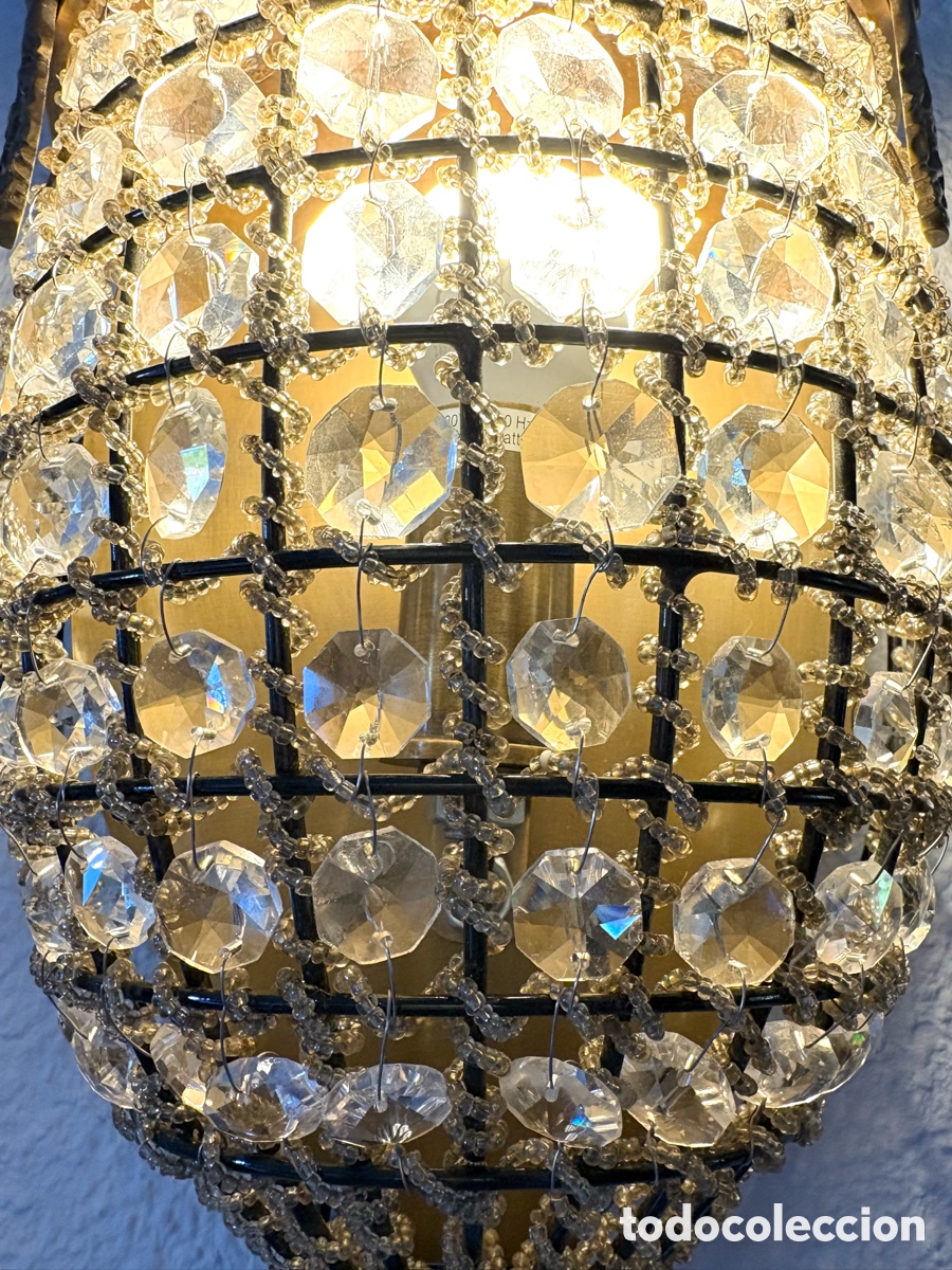 Vintage: APLIQUE HOLAND&Eacute;S DE BRONCE Y CRISTAL - Foto 10