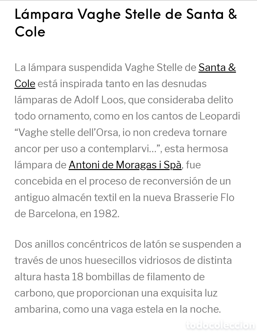 Vintage: L&aacute;mpara Vague Stelle de Santa & Cole - Foto 2