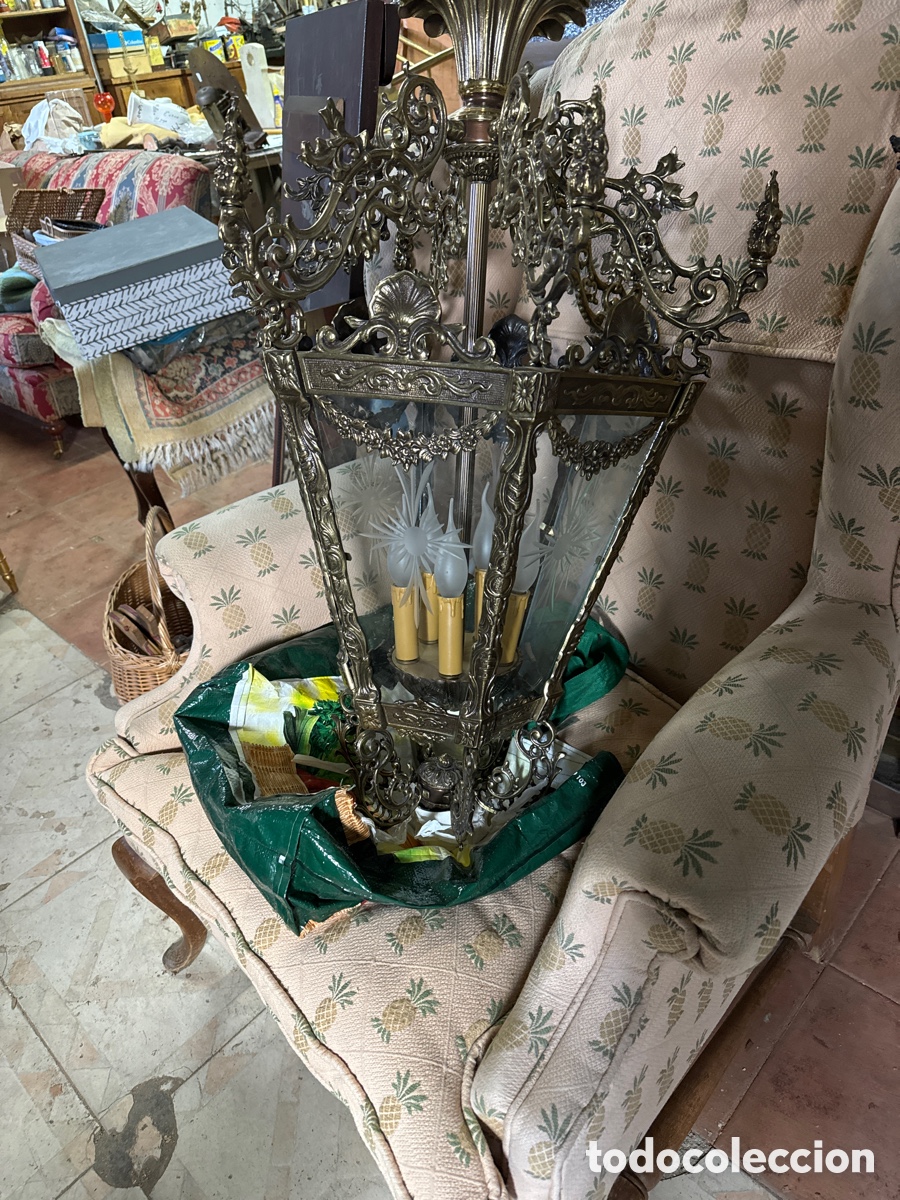 Vintage: Gran farol de techo en bronce - Foto 1