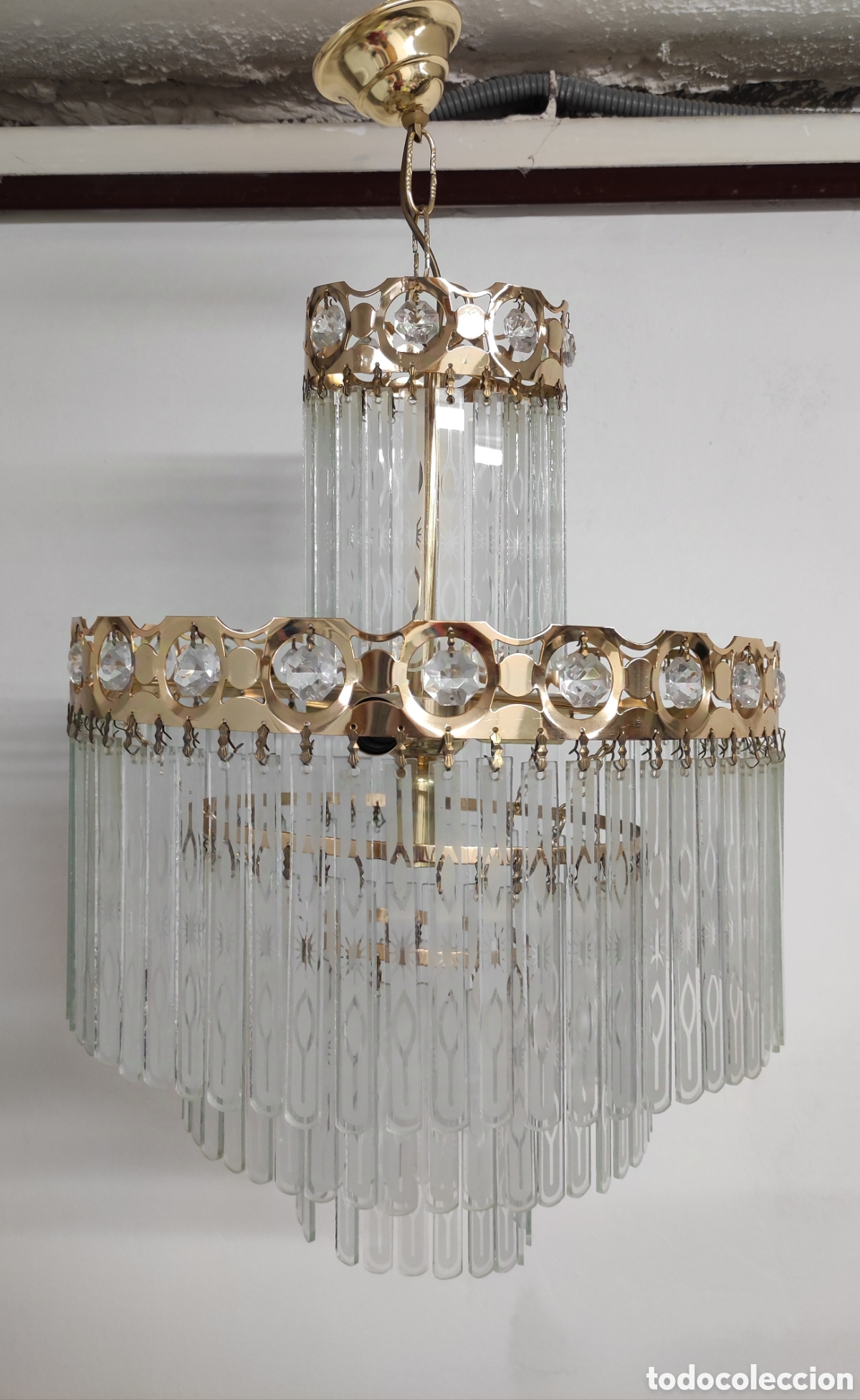Vintage: Lampara cristal techo - Foto 2