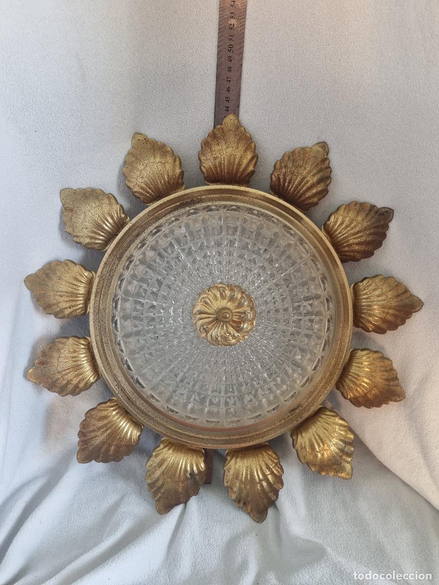 Vintage: ORIGINAL L&Aacute;MPARA / PLAFON EN FORMA DE SOL. A&Ntilde;OS 70. - Foto 4