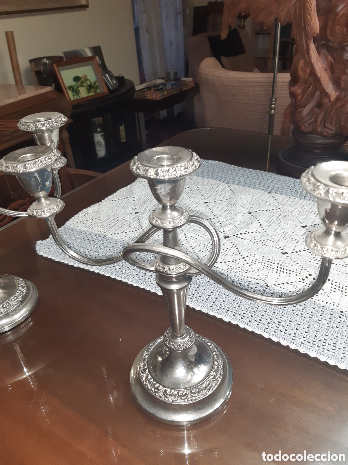 Vintage: Candelabros de metal plateado - Foto 2