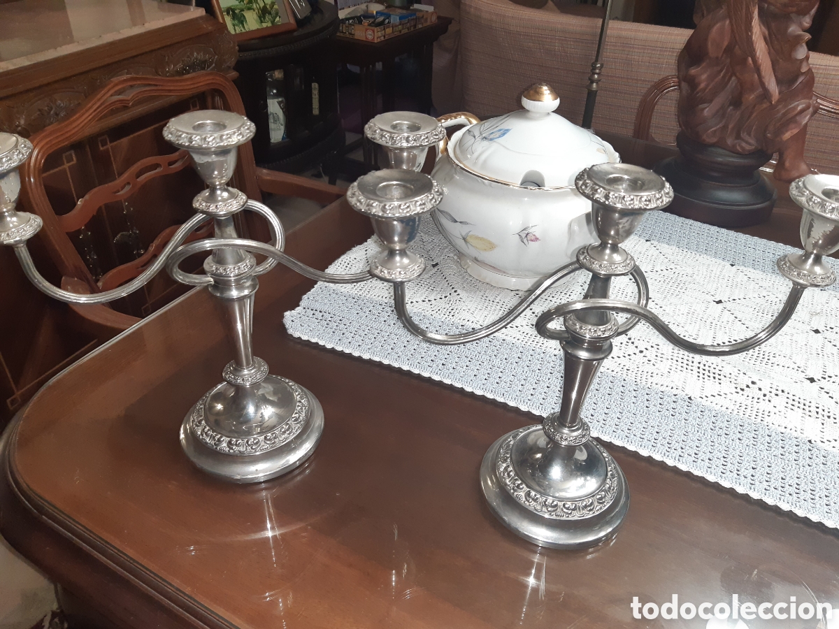 Vintage: Candelabros de metal plateado - Foto 1