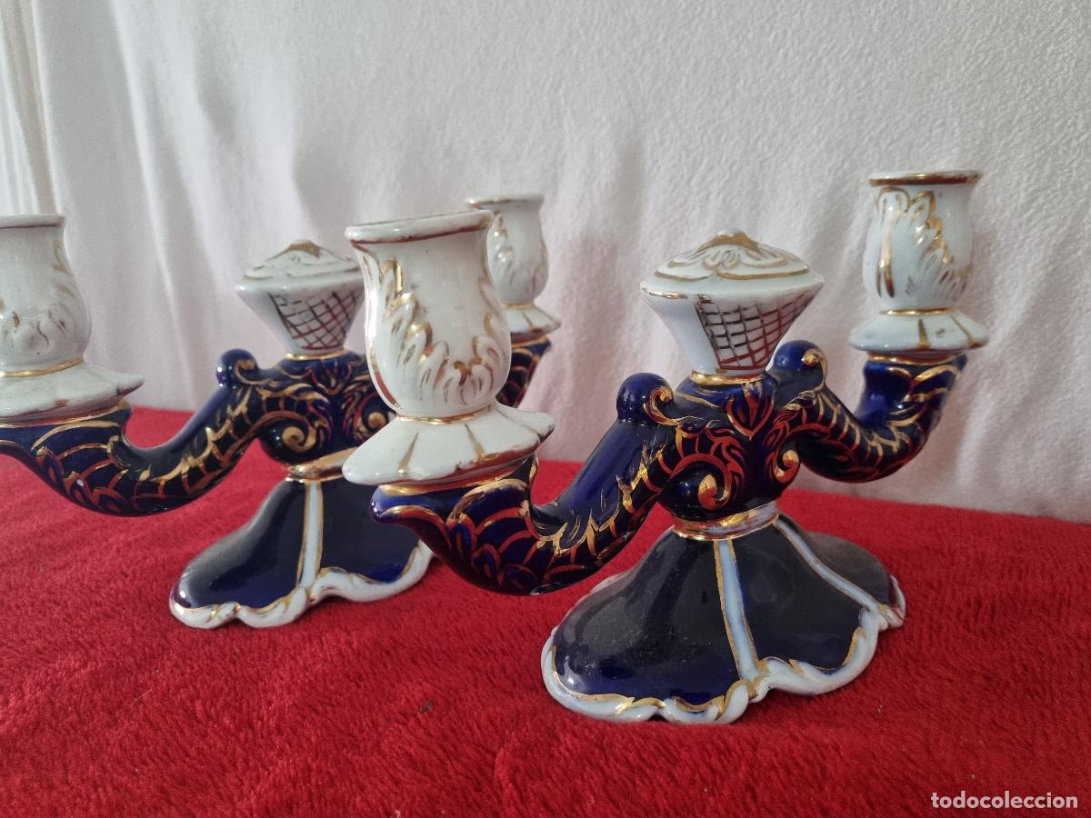 Vintage: 2 CANDELABROS CER&Aacute;MICOS ESMALTADOS - Foto 4