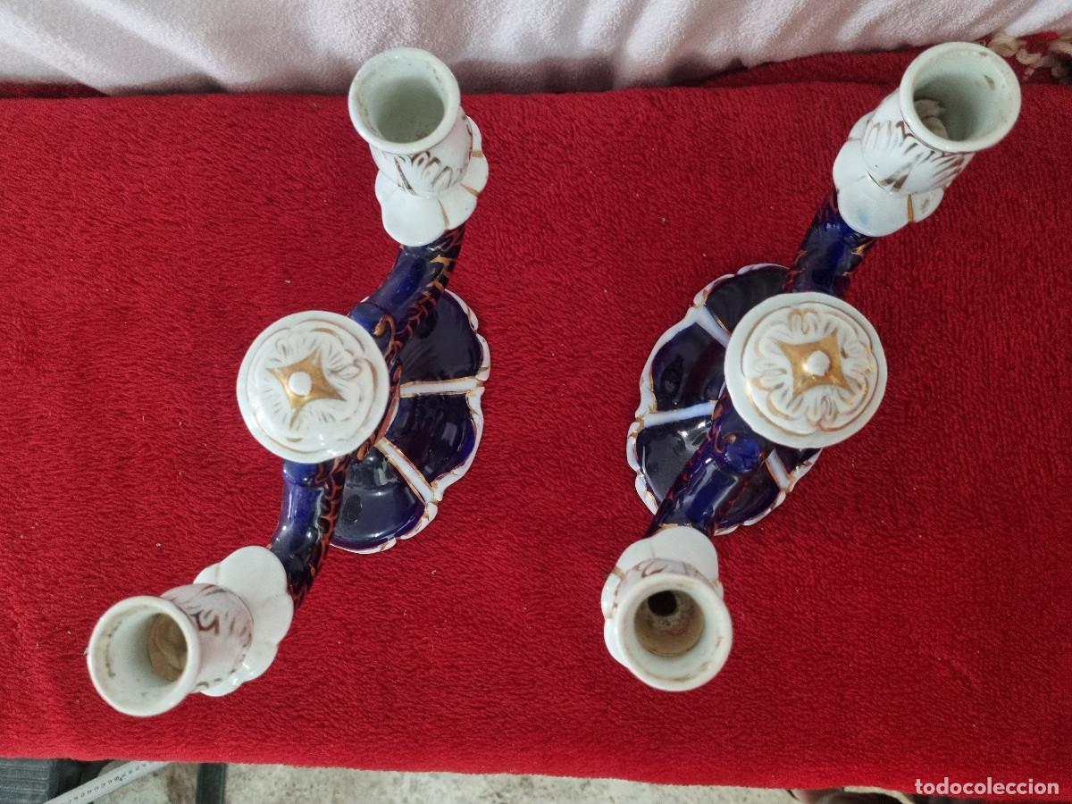 Vintage: 2 CANDELABROS CER&Aacute;MICOS ESMALTADOS - Foto 5