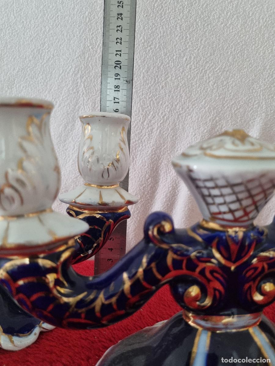 Vintage: 2 CANDELABROS CER&Aacute;MICOS ESMALTADOS - Foto 6