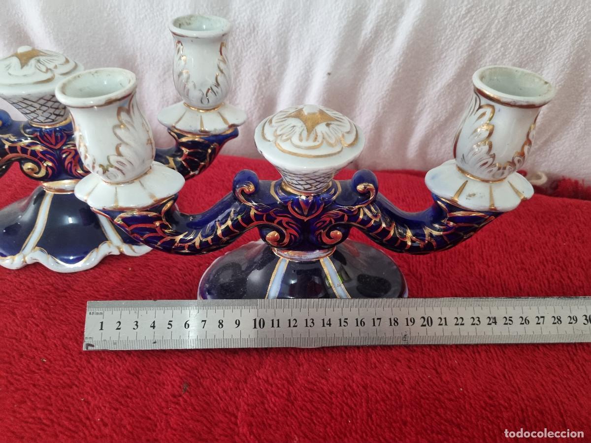Vintage: 2 CANDELABROS CER&Aacute;MICOS ESMALTADOS - Foto 7