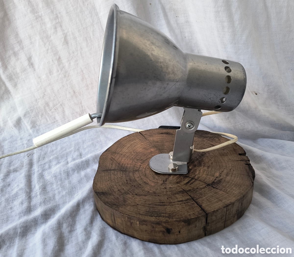 Vintage: Aplique foco metal base madera - Foto 2