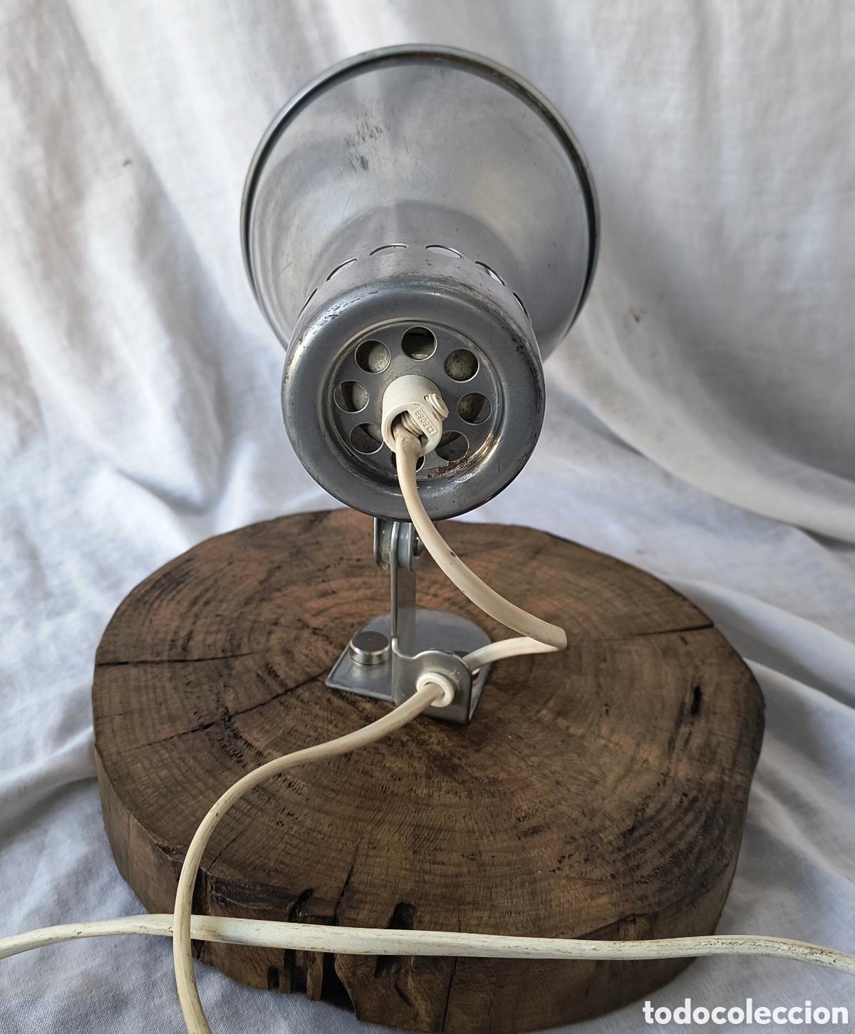 Vintage: Aplique foco metal base madera - Foto 3