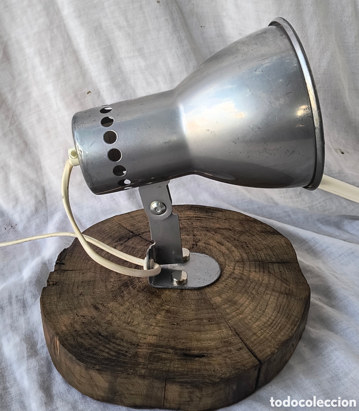 Vintage: Aplique foco metal base madera - Foto 1