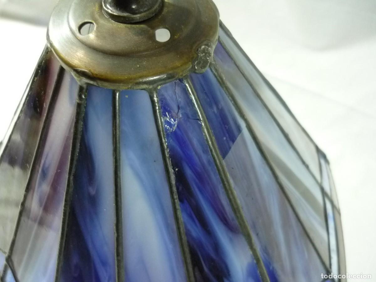 Vintage: L&aacute;mpara de plomo y vidrio artesanal, funcionando - Foto 4