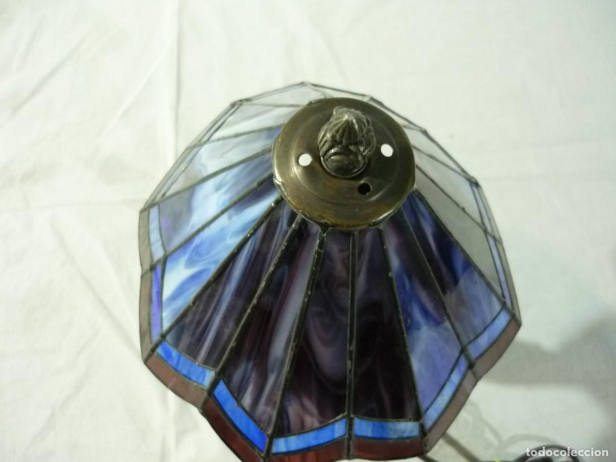 Vintage: L&aacute;mpara de plomo y vidrio artesanal, funcionando - Foto 9