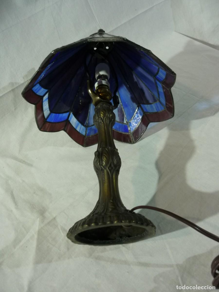 Vintage: L&aacute;mpara de plomo y vidrio artesanal, funcionando - Foto 11