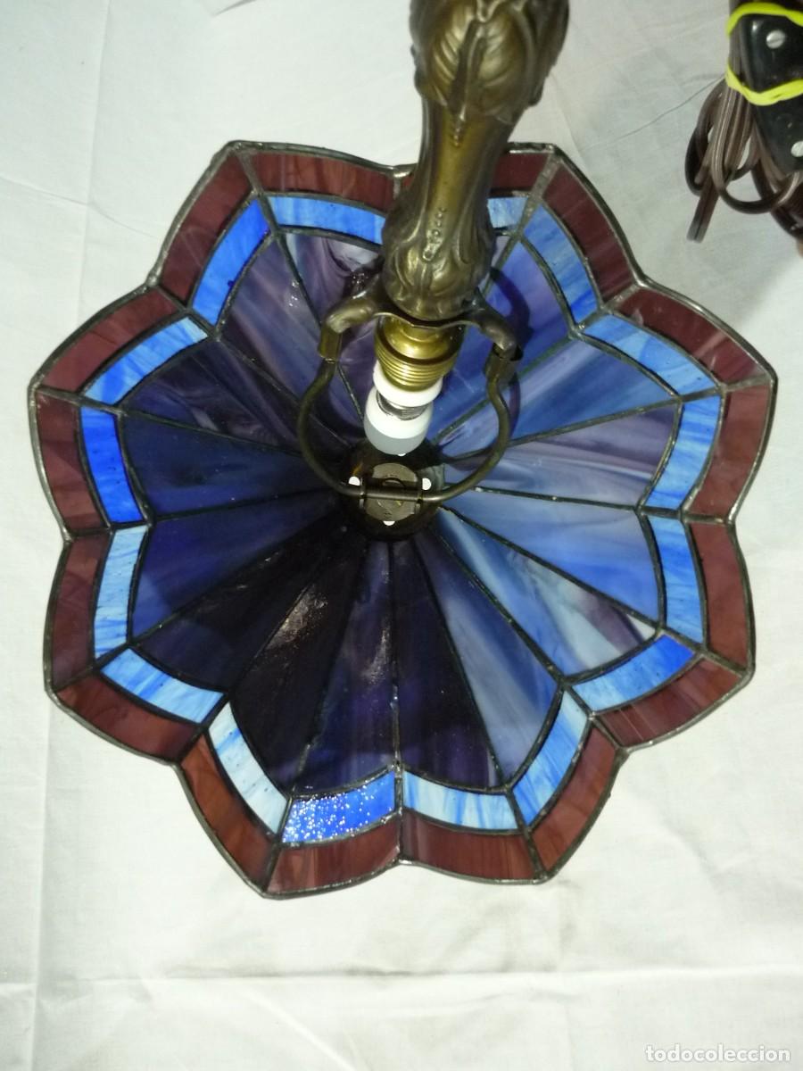 Vintage: L&aacute;mpara de plomo y vidrio artesanal, funcionando - Foto 13