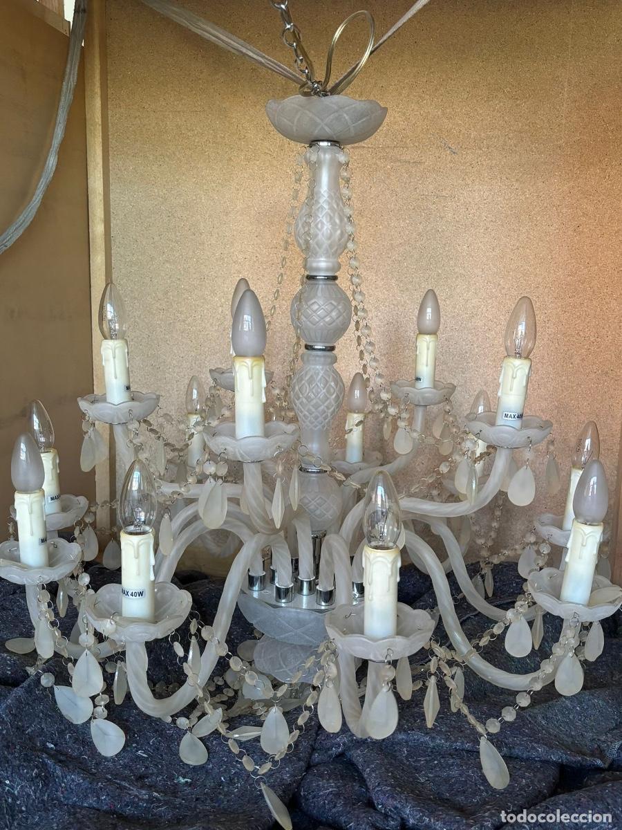 Vintage: L&aacute;mpara en cristal blanco opaco - Foto 4