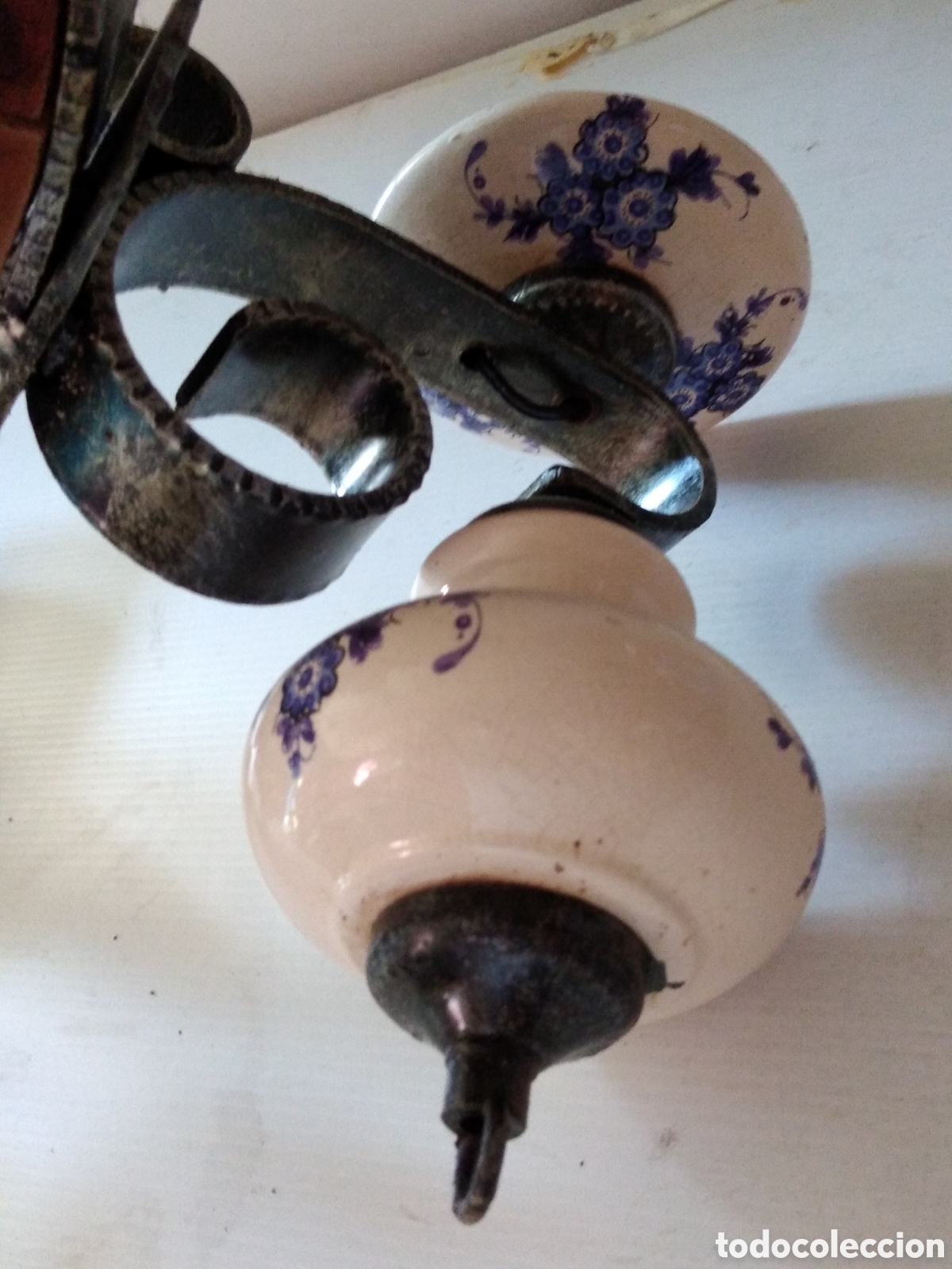 Vintage: LAMPARA DE MADERA CON CERICA - Foto 5