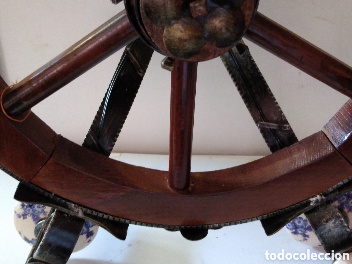 Vintage: LAMPARA DE MADERA CON CERICA - Foto 6
