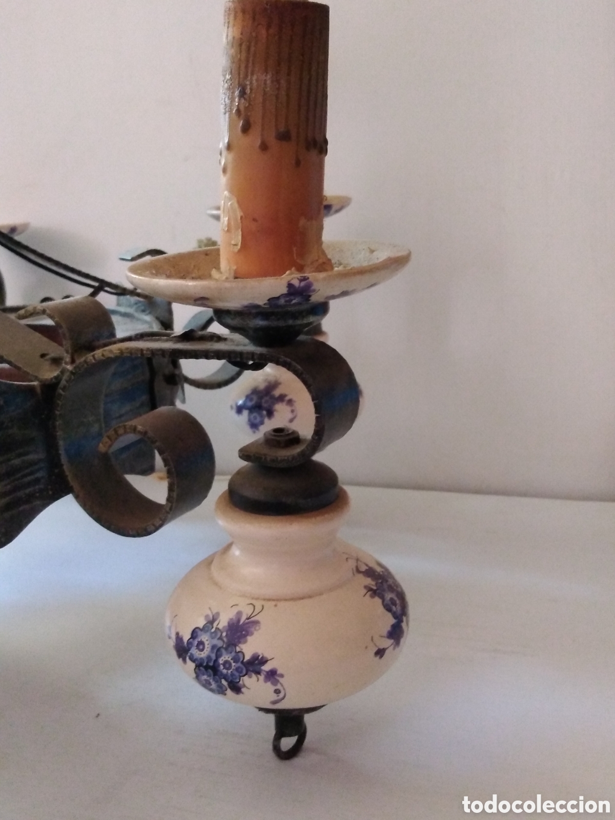Vintage: LAMPARA DE MADERA CON CERICA - Foto 9