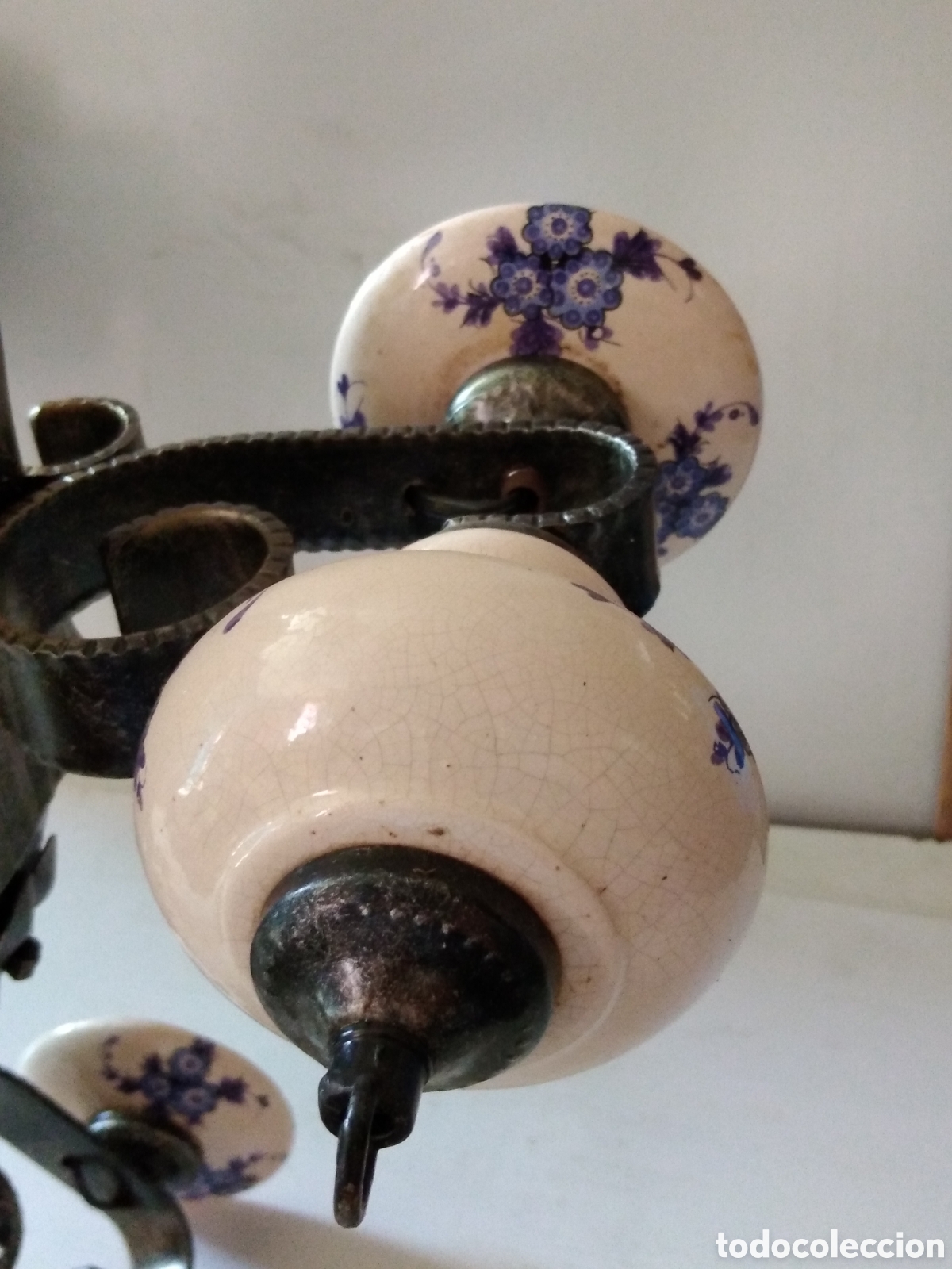 Vintage: LAMPARA DE MADERA CON CERICA - Foto 2