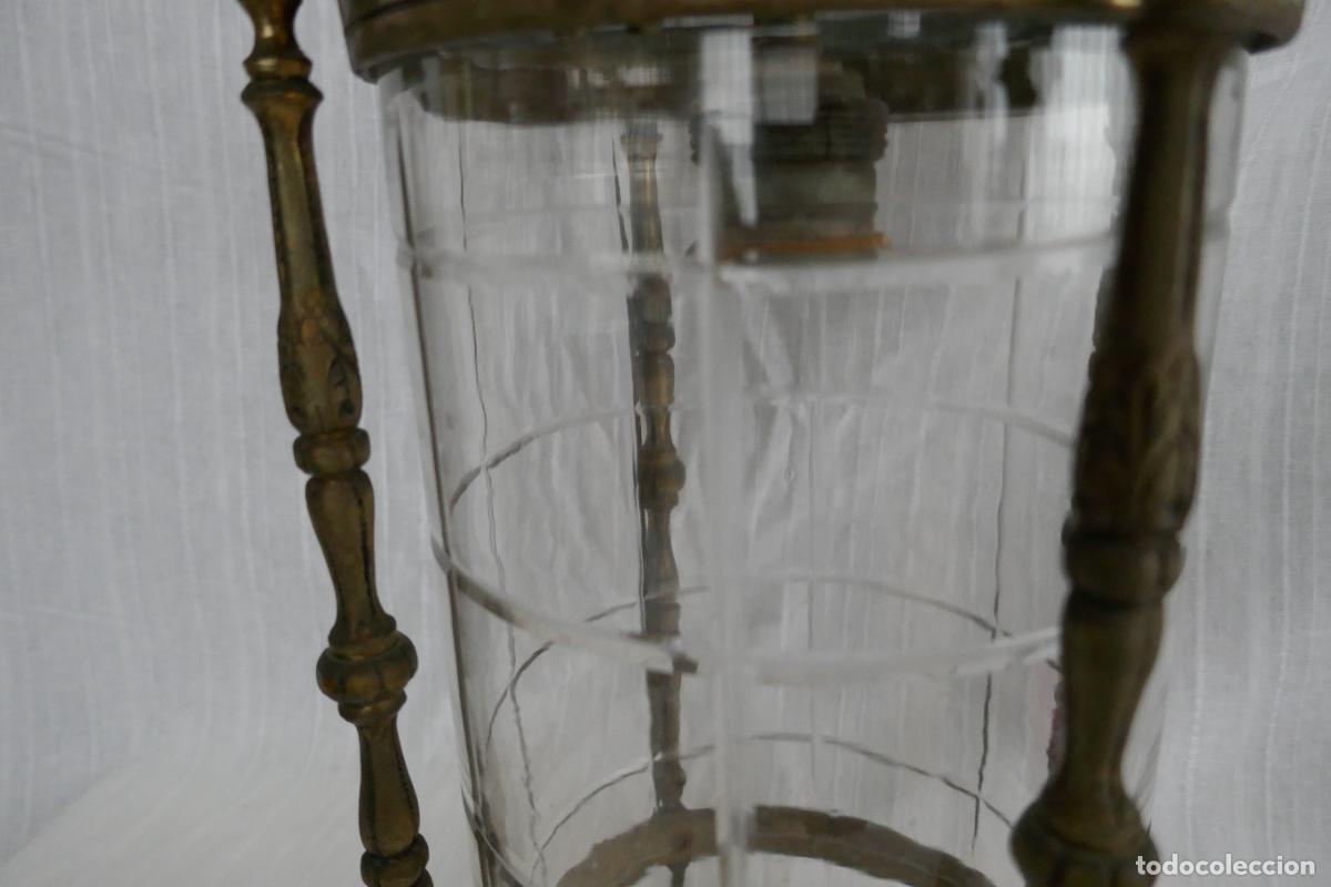 Vintage: ANTIGUO FAROL O LAMPARA DE BRONCE Y CRISTAL - Foto 3