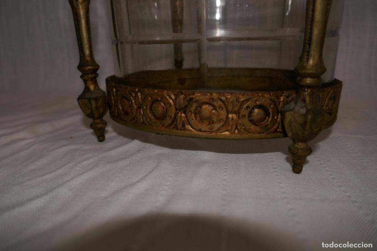 Vintage: ANTIGUO FAROL O LAMPARA DE BRONCE Y CRISTAL - Foto 13
