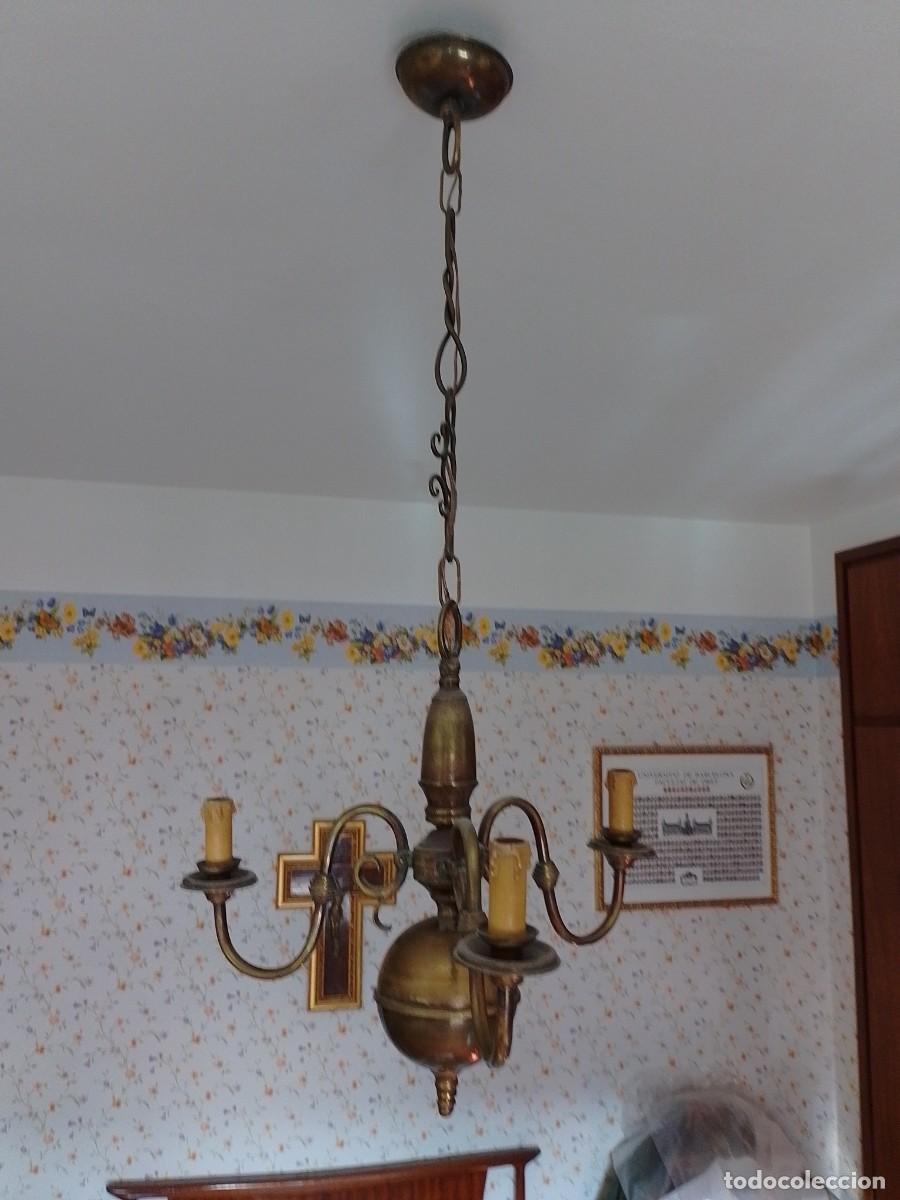 Vintage: L&aacute;mpara antigua de lat&oacute;n. CC141 - Foto 2