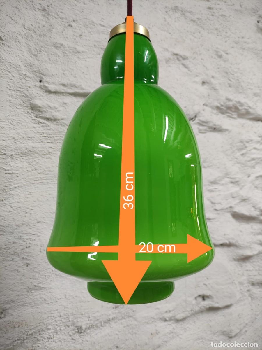Vintage: L&aacute;mpara techo cristal opalina verde - Foto 6
