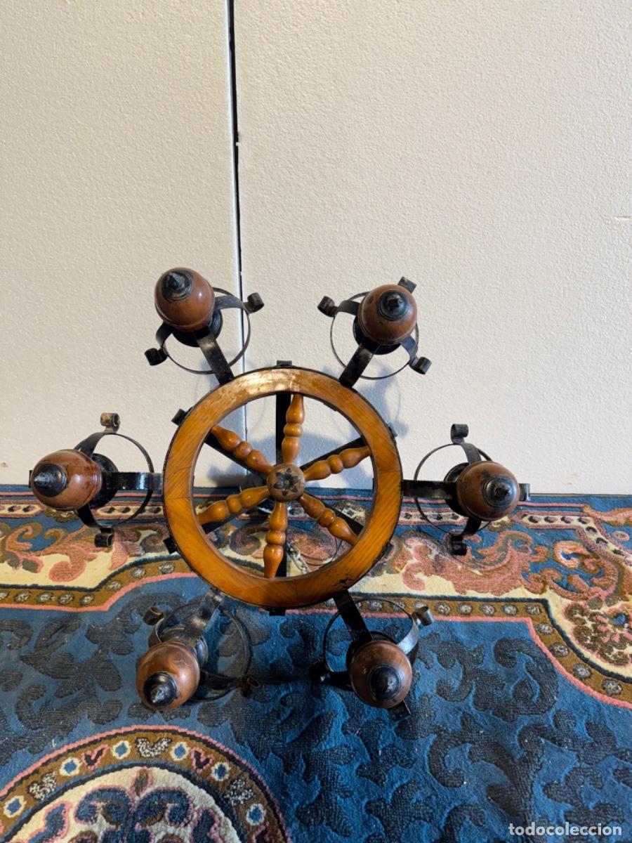 Vintage: LAMPARA DE TECHO EN FORJA Y MADERA - Foto 6