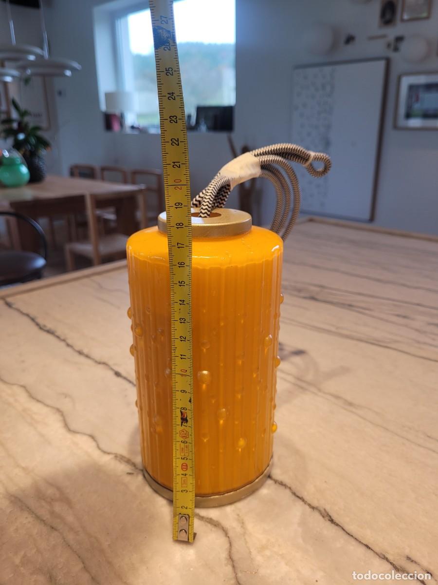 Vintage: L&aacute;mpara Techo Opalina Cristal Naranja cilindro - Foto 1