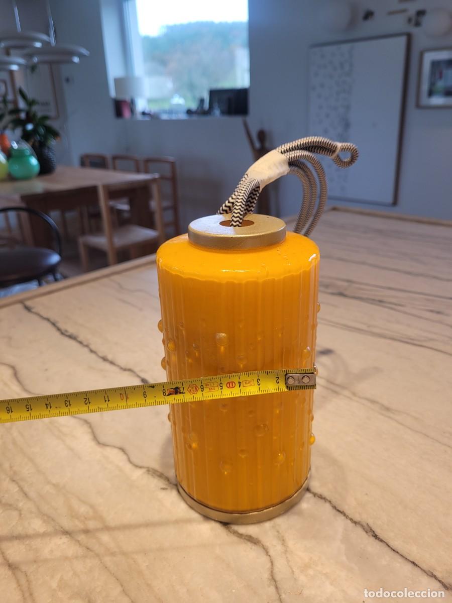 Vintage: L&aacute;mpara Techo Opalina Cristal Naranja cilindro - Foto 2