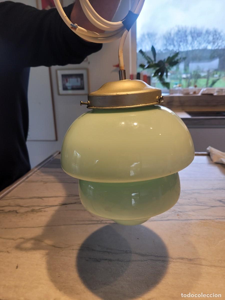 Vintage: L&aacute;mpara Techo Opalina Cristal Azul Cielo - Foto 1