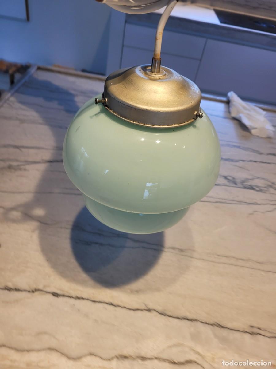 Vintage: L&aacute;mpara Techo Opalina Cristal Azul Cielo - Foto 2