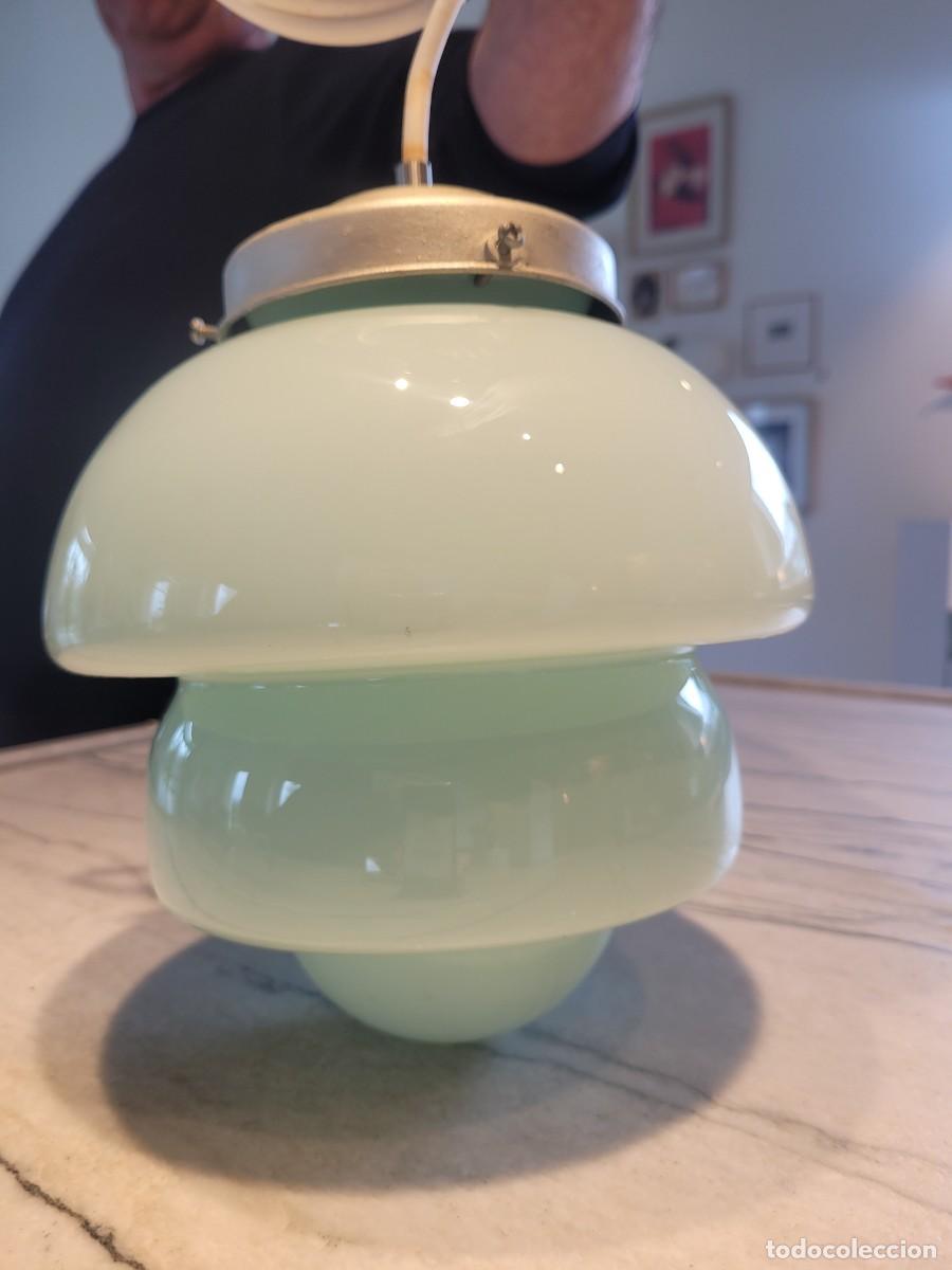 Vintage: L&aacute;mpara Techo Opalina Cristal Azul Cielo - Foto 7