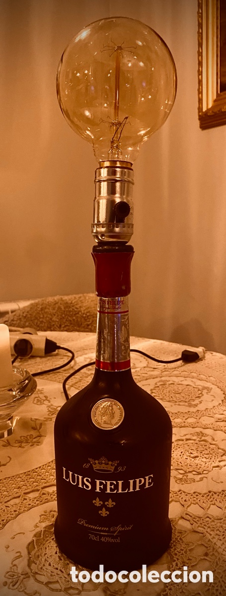 Vintage: L&aacute;mpara artesanal hecha con botella - Foto 1