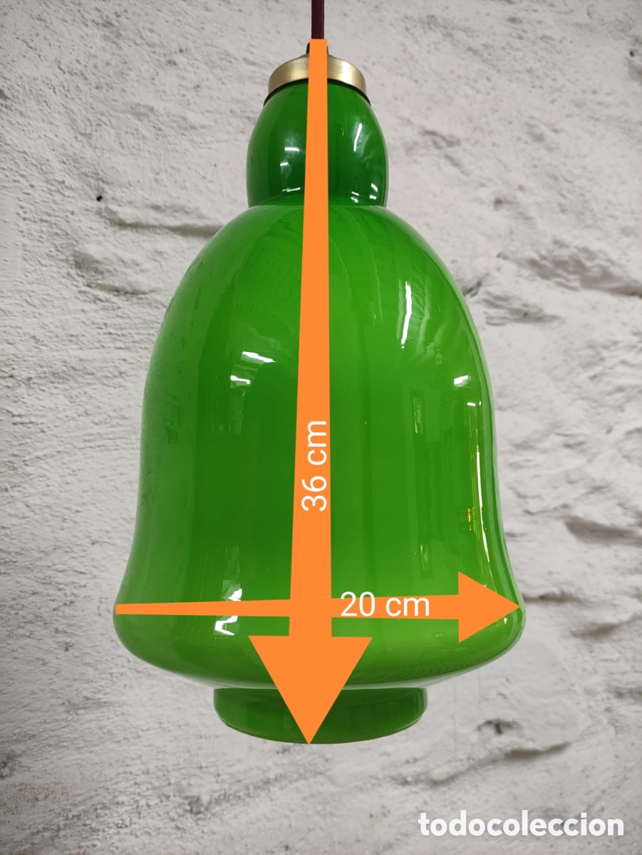 Vintage: L&aacute;mpara opalina verde - Foto 5