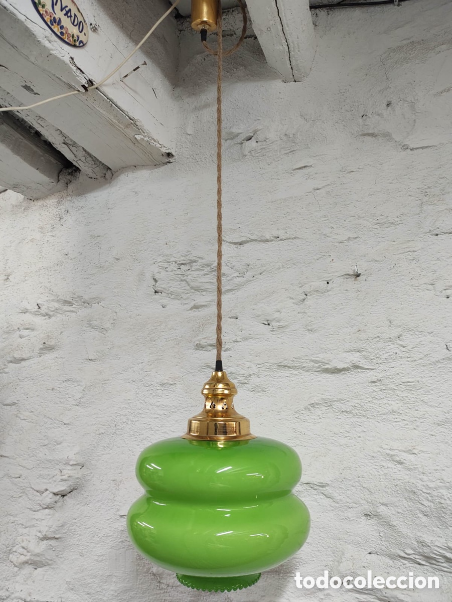 Vintage: Lampara opalina verde. - Foto 2