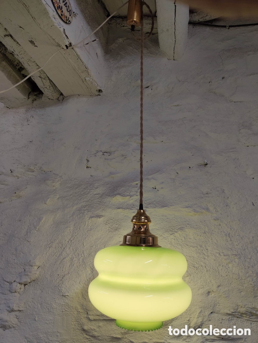 Vintage: Lampara opalina verde. - Foto 4