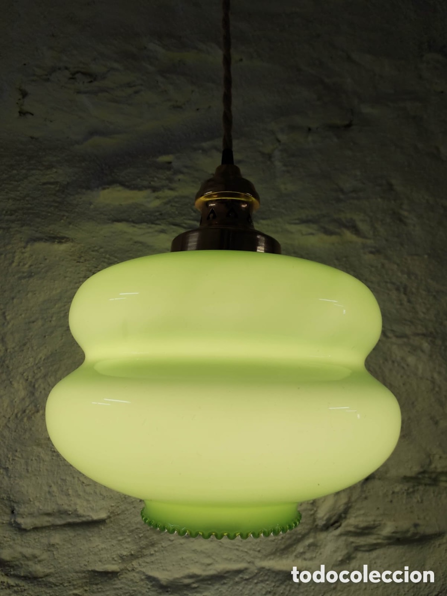 Vintage: Lampara opalina verde. - Foto 5