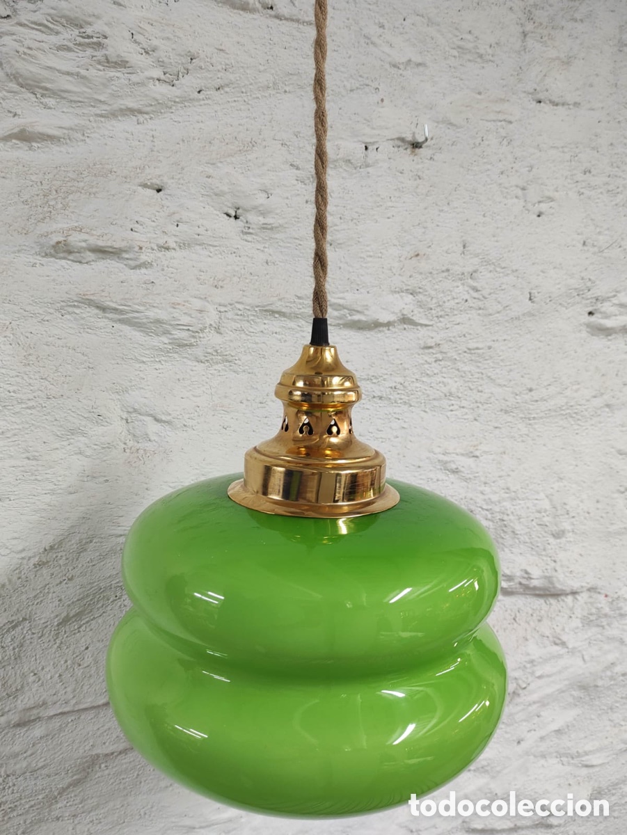 Vintage: Lampara opalina verde. - Foto 1