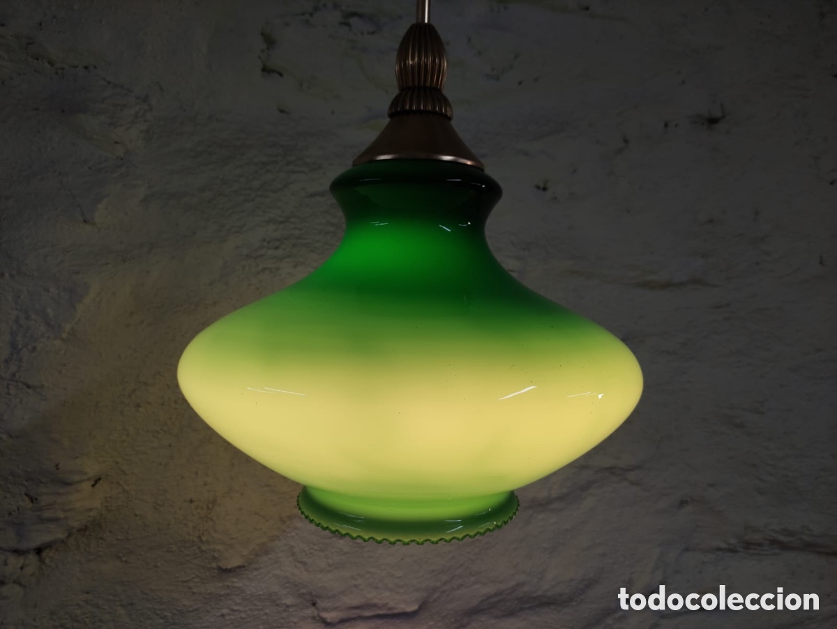 Vintage: Lampara opalina verde - Foto 2